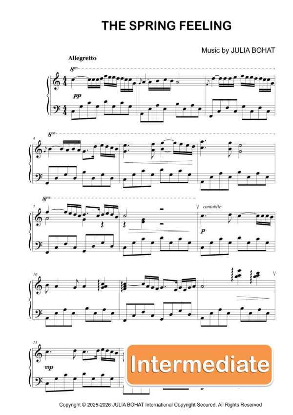 The Spring Feeling – Piano Sheet Music for Intermediate