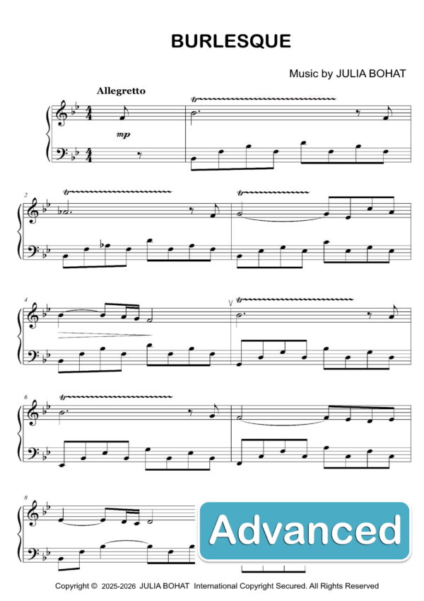 Burlesque – Piano Sheet Music for Advanced