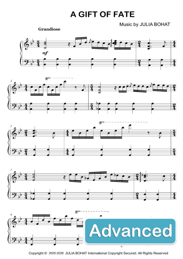A Gift of Fate – Piano Sheet Music for Advanced