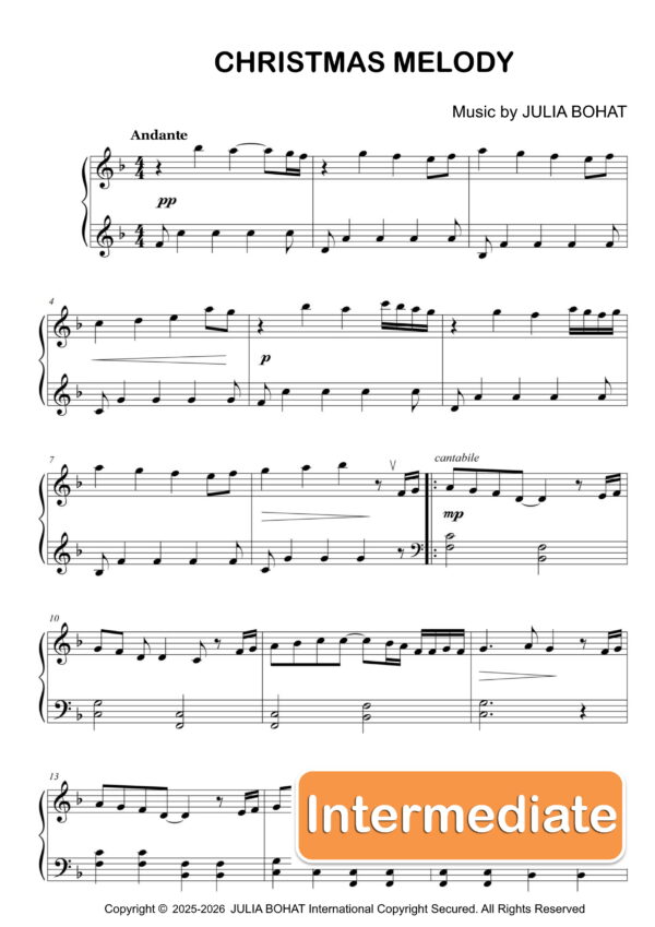 Christmas Melody – Piano Sheet Music for Intermediate