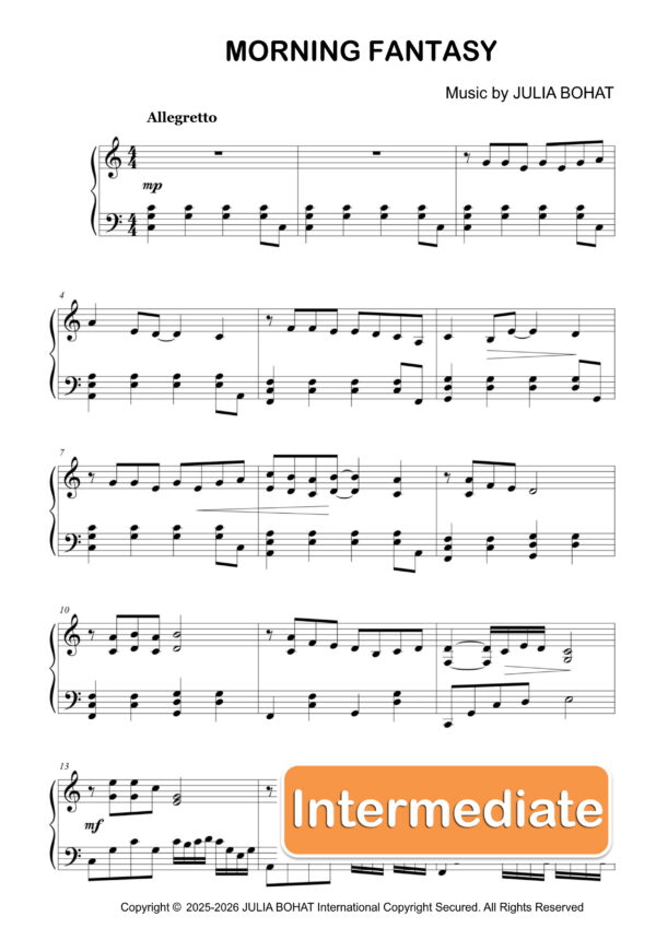 Morning Fantasy – Piano Sheet Music for Intermediate